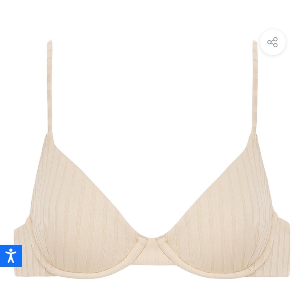 Montce Beige Wide Rib Dainty Bikini Top Sz. S
